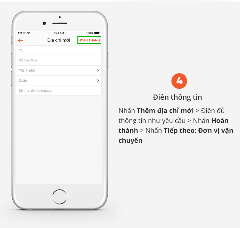 Hướng dẫn mua hàng trên App Shopee bước điền thông tin shopee vn
