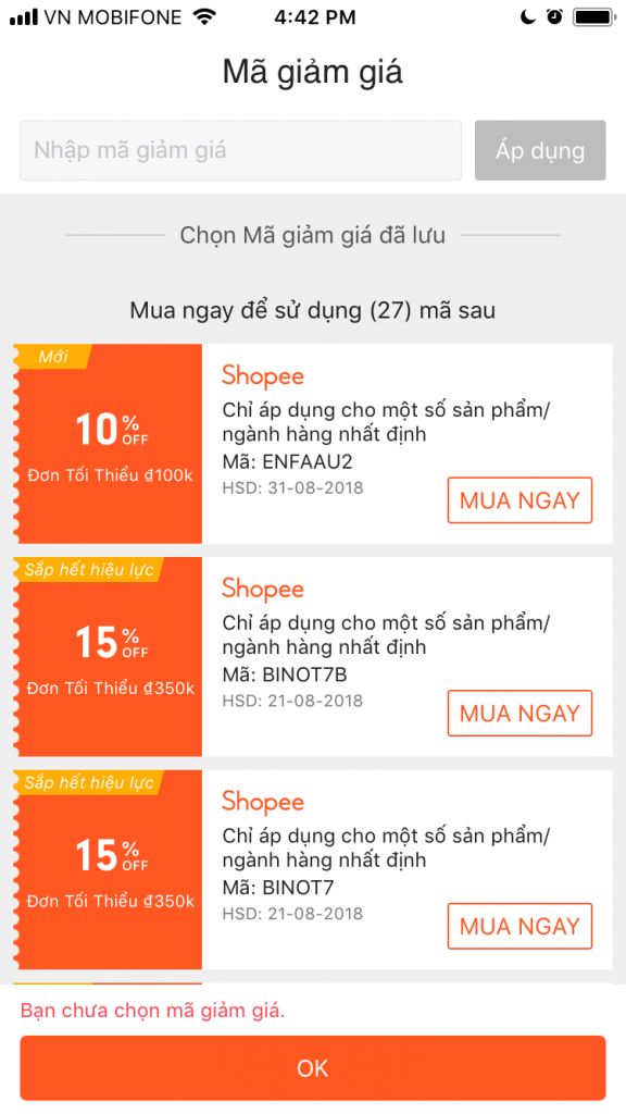 Cách nhập mã giảm giá Shopee thêm mã giảm giá trên ứng dụng Shopee