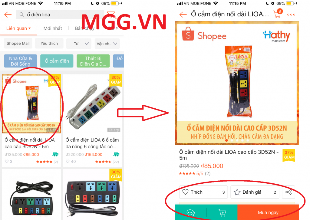 Hướng dẫn mua sắm Shopee App tìm sản phẩm