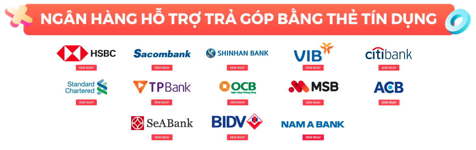 Các ngân hàng liên kết Tiki hỗ trợ trả góp 0%