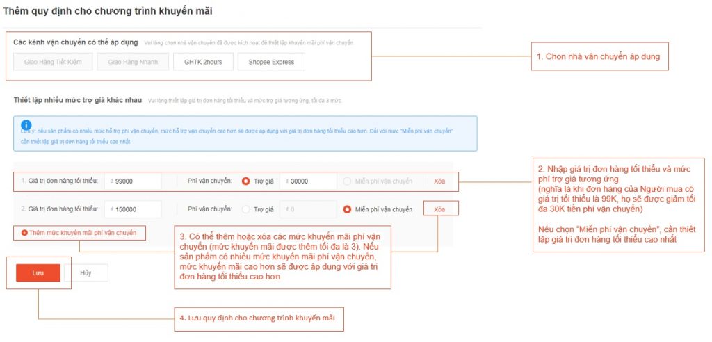 Hướng dẫn ĐK free chuyên chở Shopee