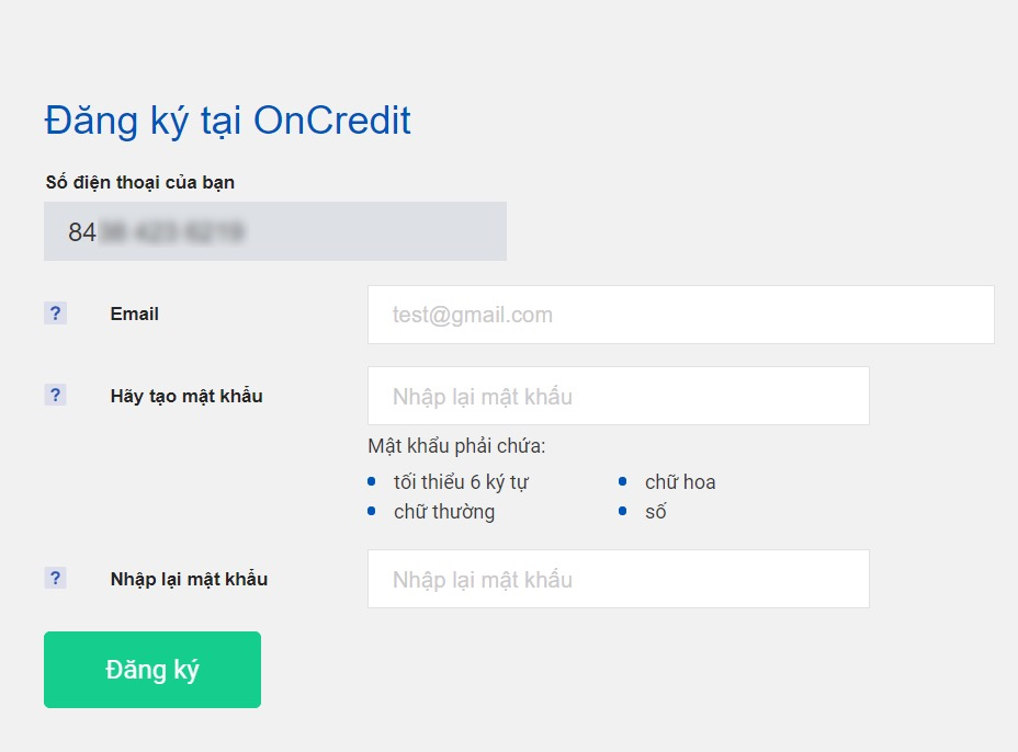 Hướng dẫn vay tiền online OnCredit